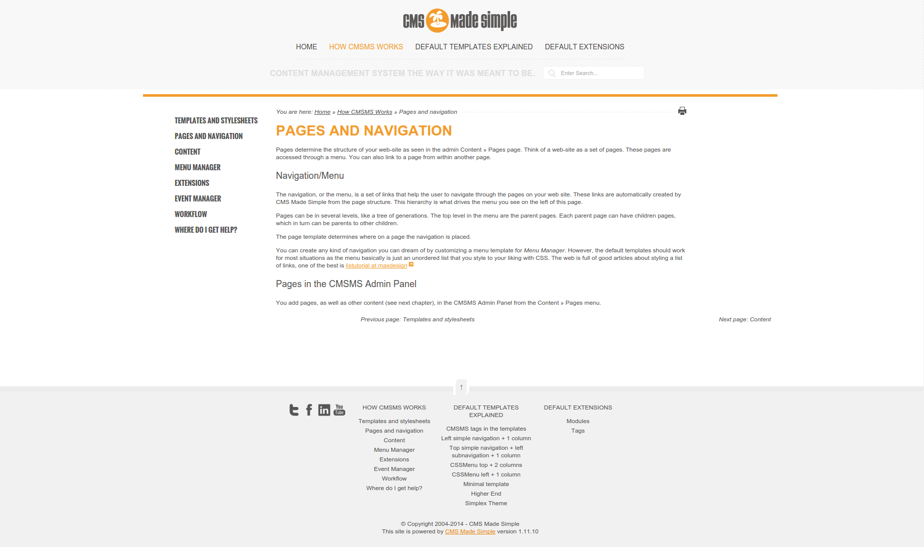 Screenshot of Davelandia CMSMS template content page Screenshot of Davelandia CMSMS template content page
