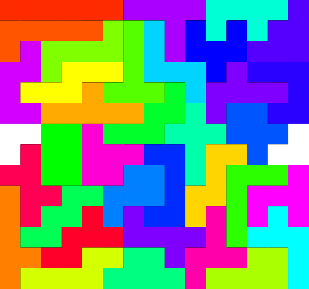 Square hexominos pattern with all 35 hexominos