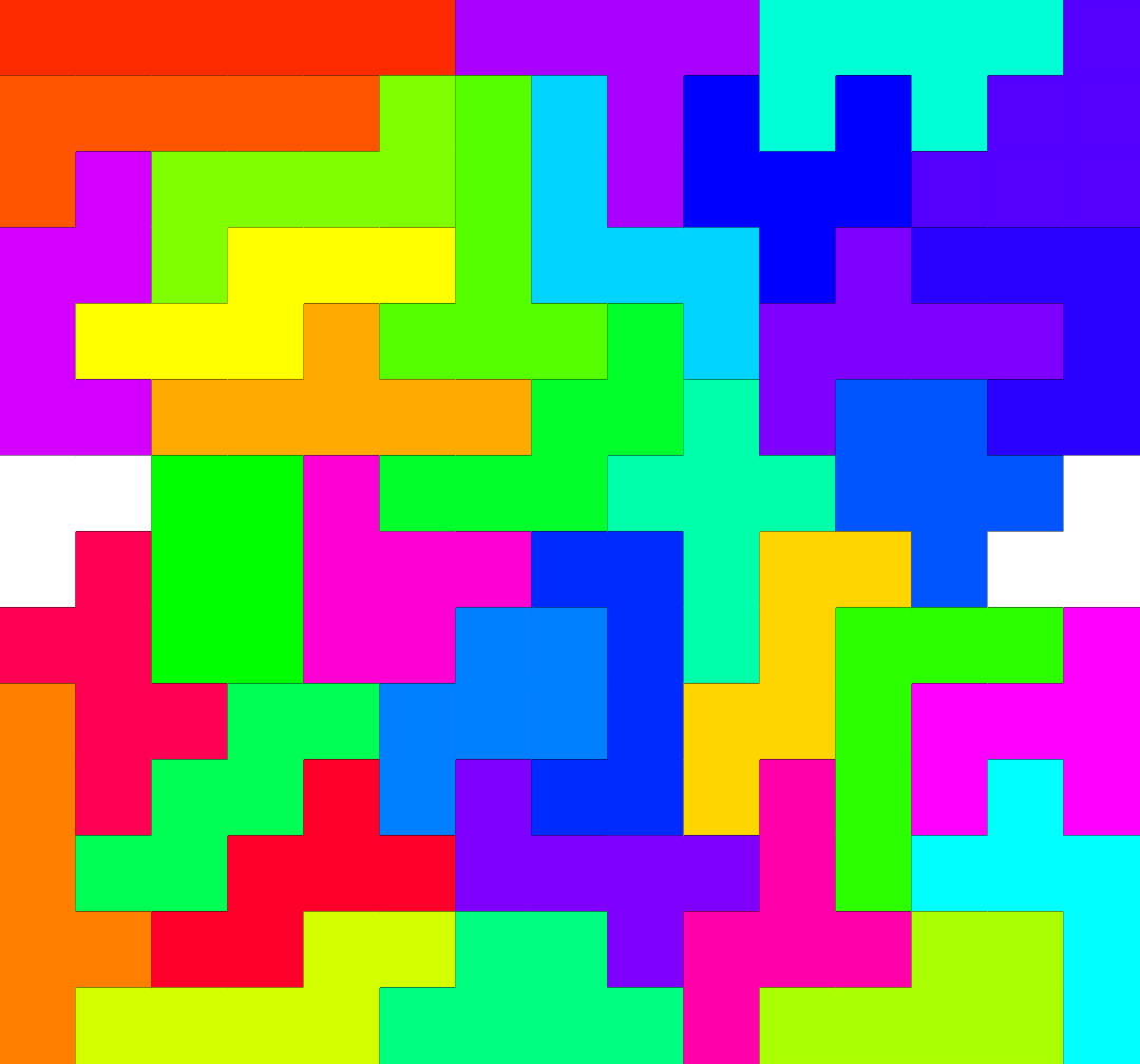 Square hexominos pattern with all 35 hexominos Square hexominos pattern with all 35 hexominos